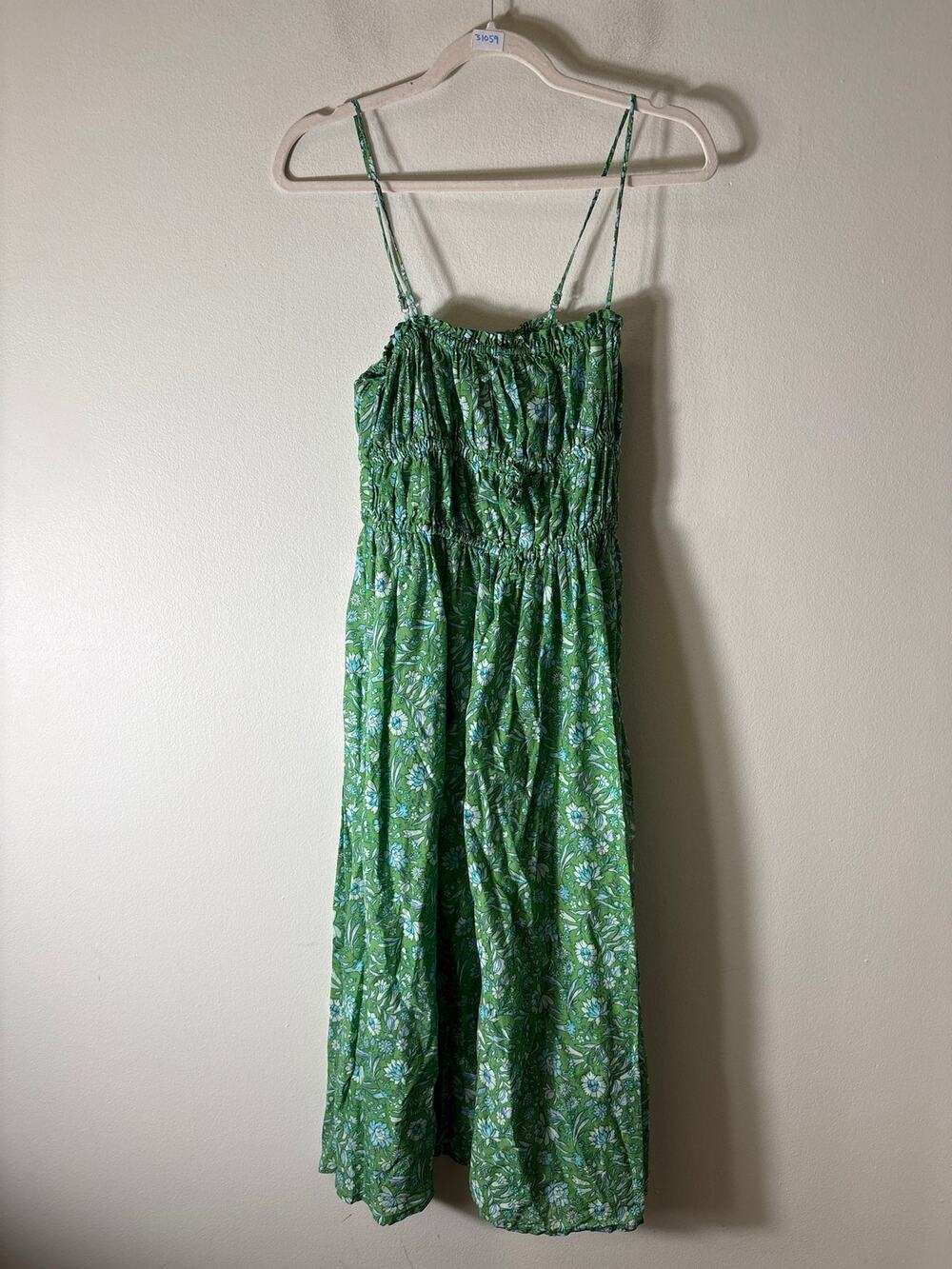 J. Crew Green Floral Spaghetti Strap Maxi Dress Sz M